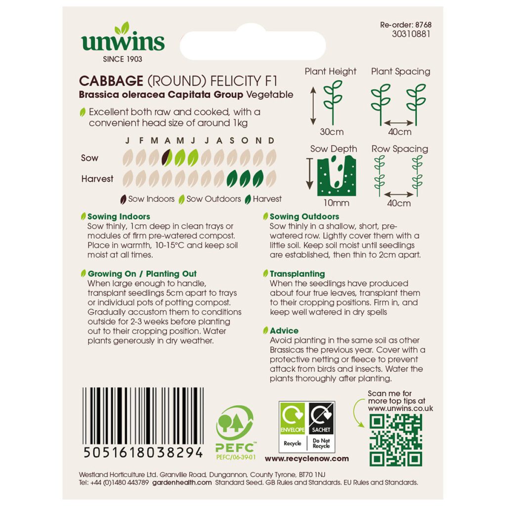 Unwins Cabbage Felicity Seeds 5051618038294 2